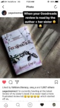 Yagazie and Akwaeke Emezi found my book review of Freshwater (2018) on Goodreads and appreciated my sentiments. My day was made!
